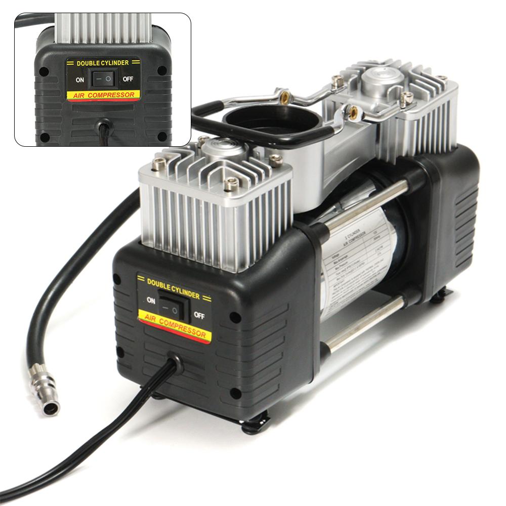 

12V 150PSI Воздушный компрессор Насос для накачивания шин автомобиля Портативный комплект для 4WD Насос давления Двухцилиндровый комплект насоса давления коричневый