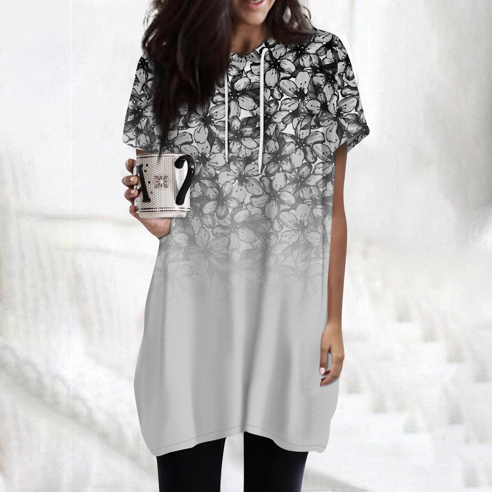 

Женские толстовки, повседневные рубашки с короткими рукавами, модные туники с принтом, топы с карманами XL