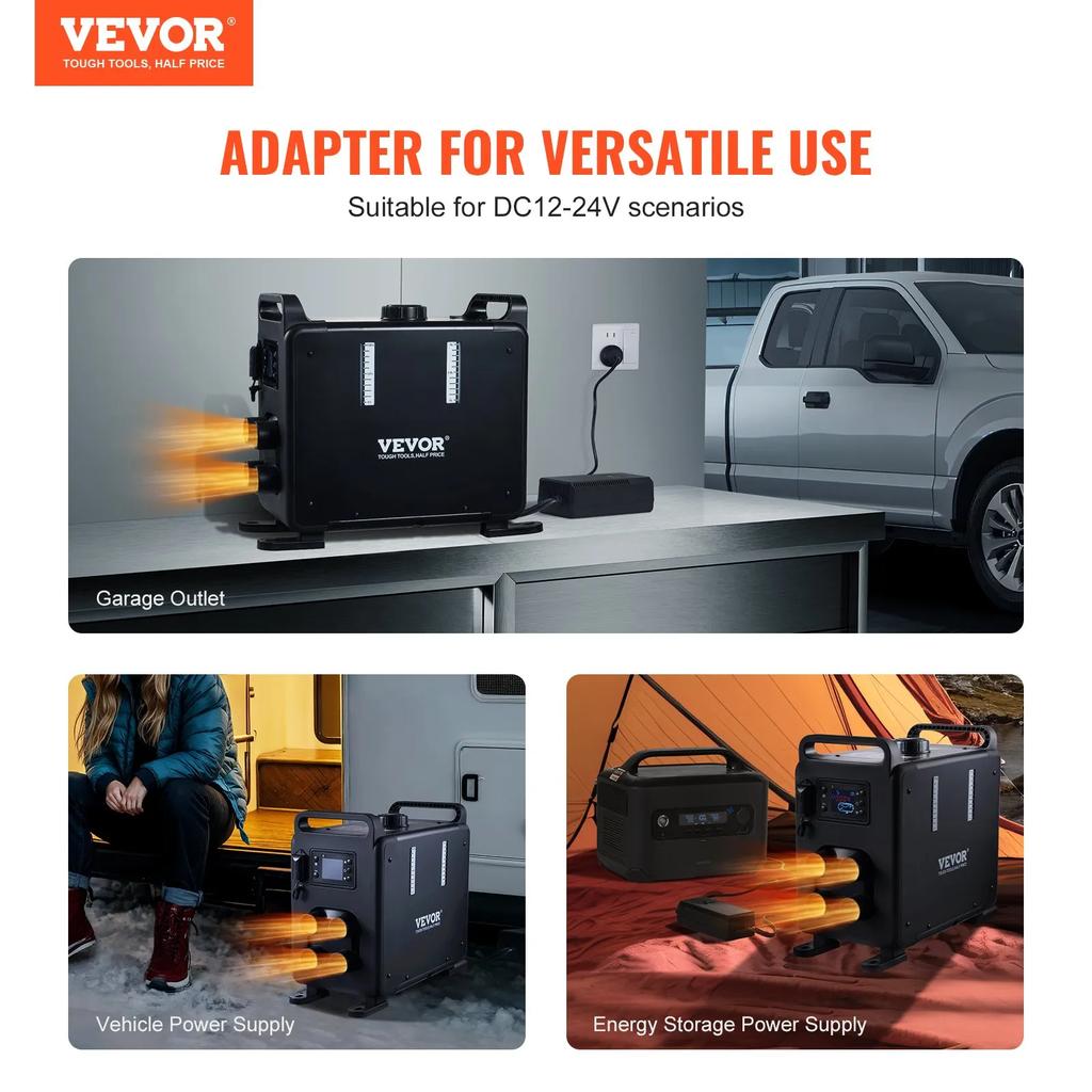 VEVOR 5-8KW Diesel Heater, 12V/24V All In One Diesel Air Heater, Bluetooth APP Control, Remote Control and Display Screen, CO Alarm