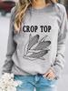 Autumn/Winter Women's Casual Long-Sleeve Corn Print Crop Sweatshirt