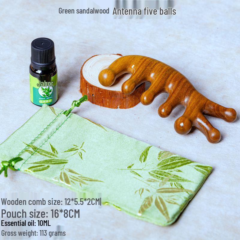 Sandalwood Meridian Anti-Acupoint Five-Finger Massage Comb for Hair Loss, Head & Neck Scraping