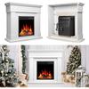 43 Inch Fireplace TV Stand with Mantel - Electric Fireplace Heater, Wooden Entertainment Center, Adjustable LED Flame, Freestand