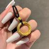 Ancient Gold Peace Buckle Pendant Necklace for Women - 999 Fine Gold Woven Cord Valentine's Gift