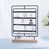 Jewelry Holder 5 Layers Ear Card Rotating Stand Earrings Pendant Hanger Wood Base Jewellery Rack Showcase Organizer
