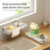 Schwammhalter für Küchenspüle Wandmontage Spülbecken-Caddy mit Ablauf und Abtropfschale Kunststoff-Organizer für Arbeitsplatte Weiß