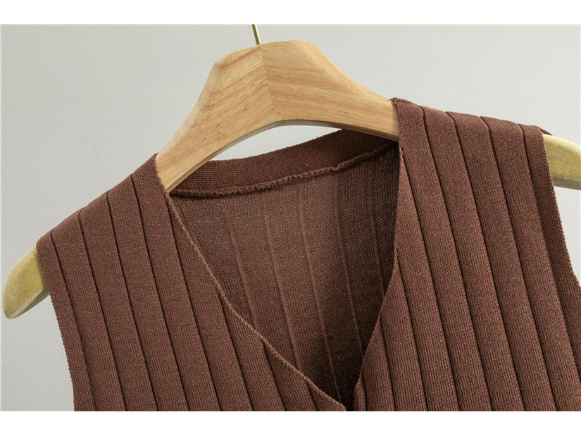 2026 Spring/Fall Elegant Knit Three-Piece Set: Long Cardigan Coat, Single-Breasted Vest, Wide-Leg Pants