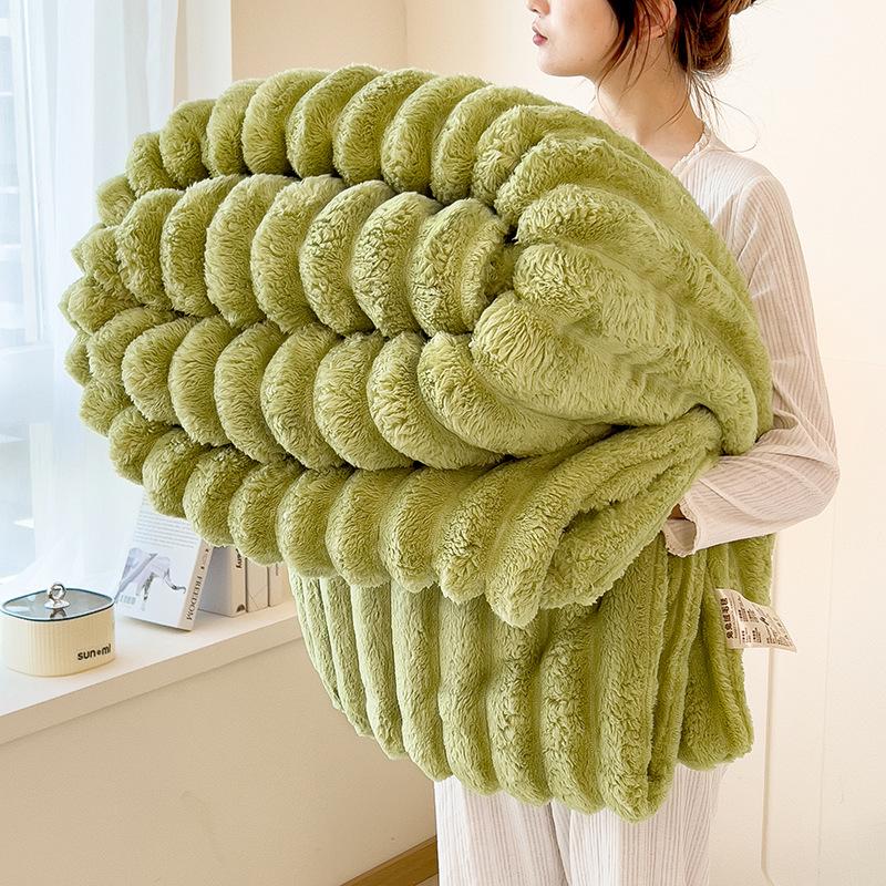 2025 Thick Double-Layer Faux Rabbit Fur Blanket for Winter