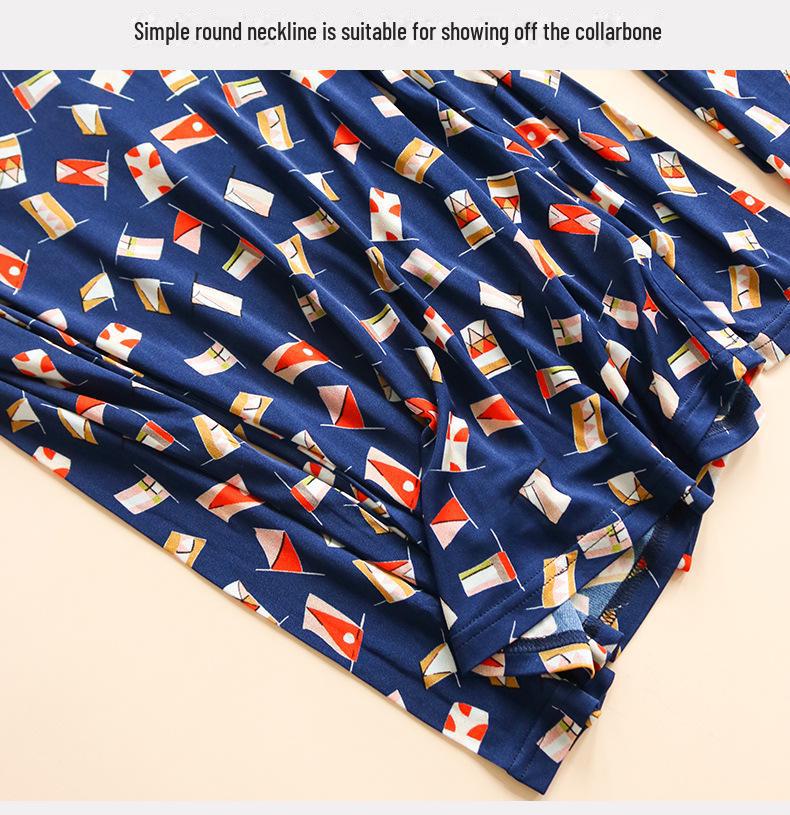 Tangge Silk Autumn/Winter Warm Printed Knitted Underwear Set