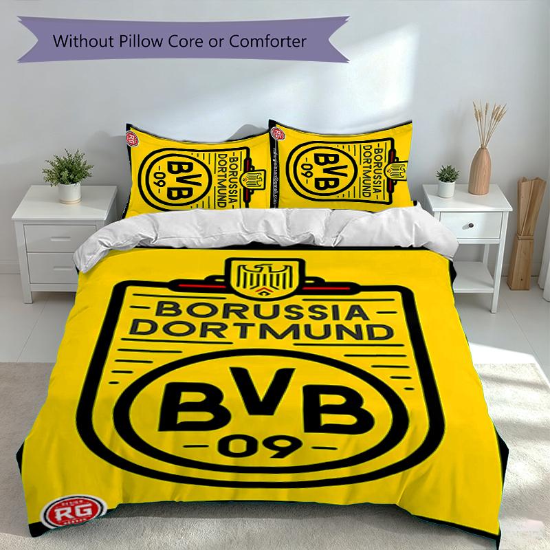 3pcs Borussia Dortmund Duvet Cover Set, Includes 1 Duvet Cover and 2 Pillowcases,Skin-Friendly&Comfortable Fabric,Suitable Bedding Sets