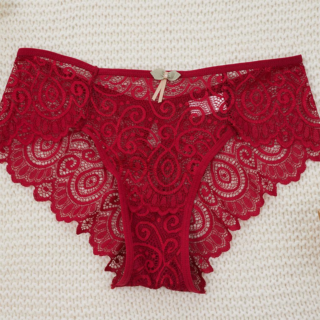 Ladies' High-end Lace Lace Water Droplet Sexy Mid Waist Women's Plus Size Underwear
