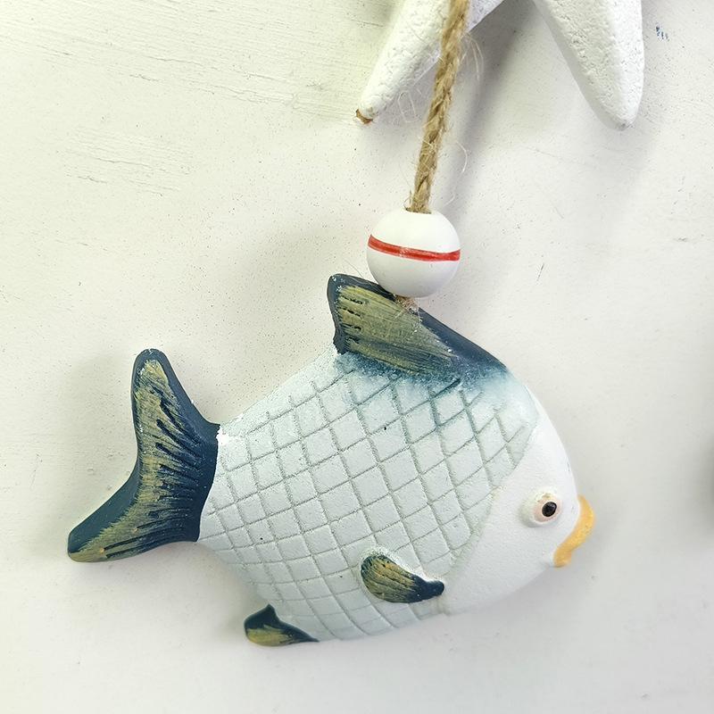 Mediterranean Style Wooden Ocean Animal Wall Art Pendants with Natural Jute Rope Nautical Decor for Beach Cottage Home Decoration