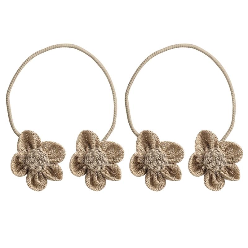 2Pcs Japanese Flower Curtain Tiebacks Bohemian Iron Rope Curtain Drapes Holder Clip Drapery Holdback Farmhouses Decors