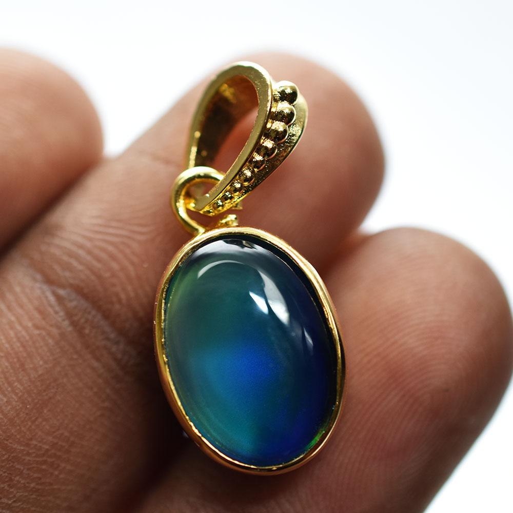 CERTIFIED Natural 15.90 Ct Opal 18K Gold Plated Multicolor Loose Gems Pendant MY.PDG-331-NS
