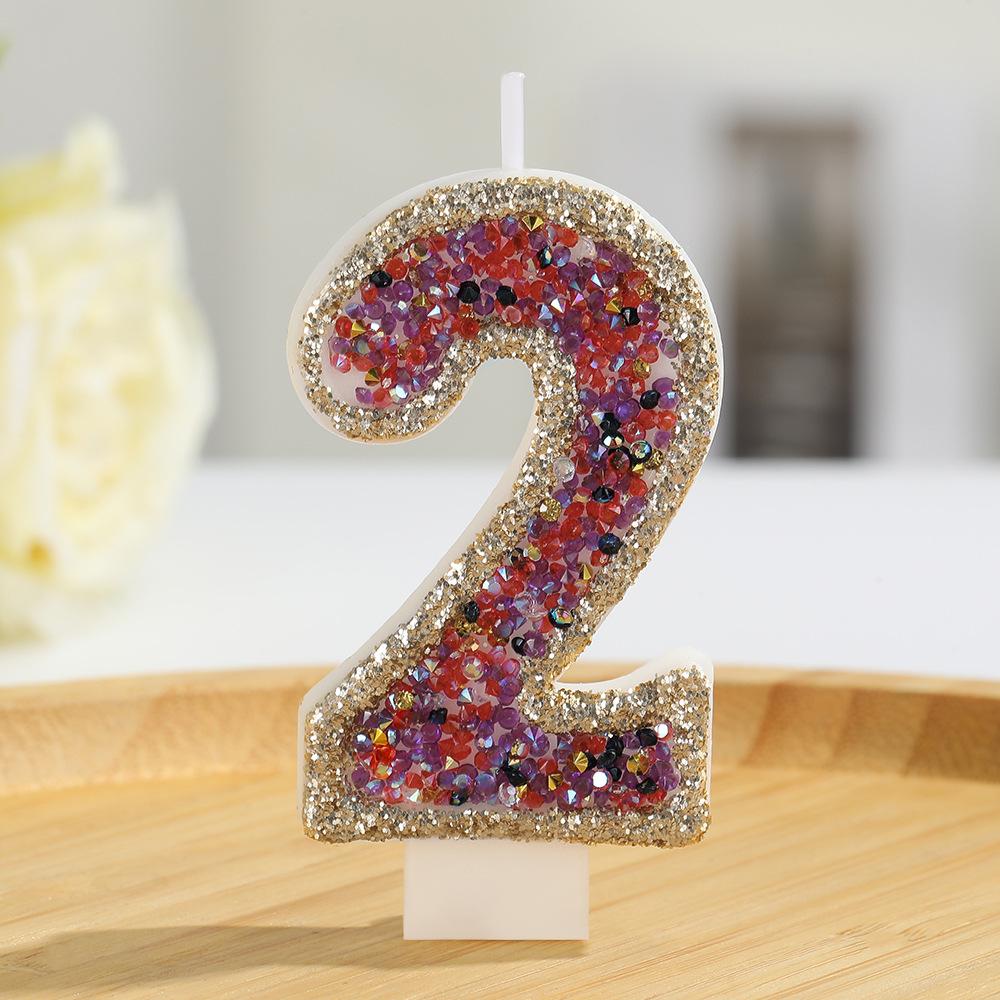 Champagne Glittering Seven-Color Luxury Number Candles for Birthdays