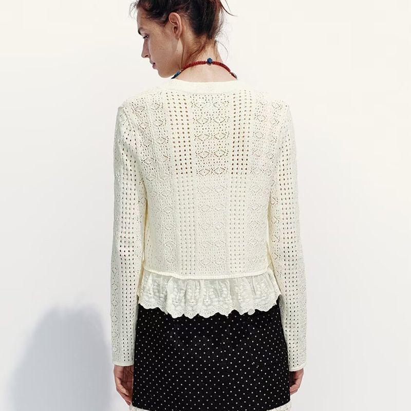 Za New Fall Women's Clothing 2025 Fashion Wind Stylish Fashion Hollowed-out Patchwork Knitting Cardigan Uyl950113