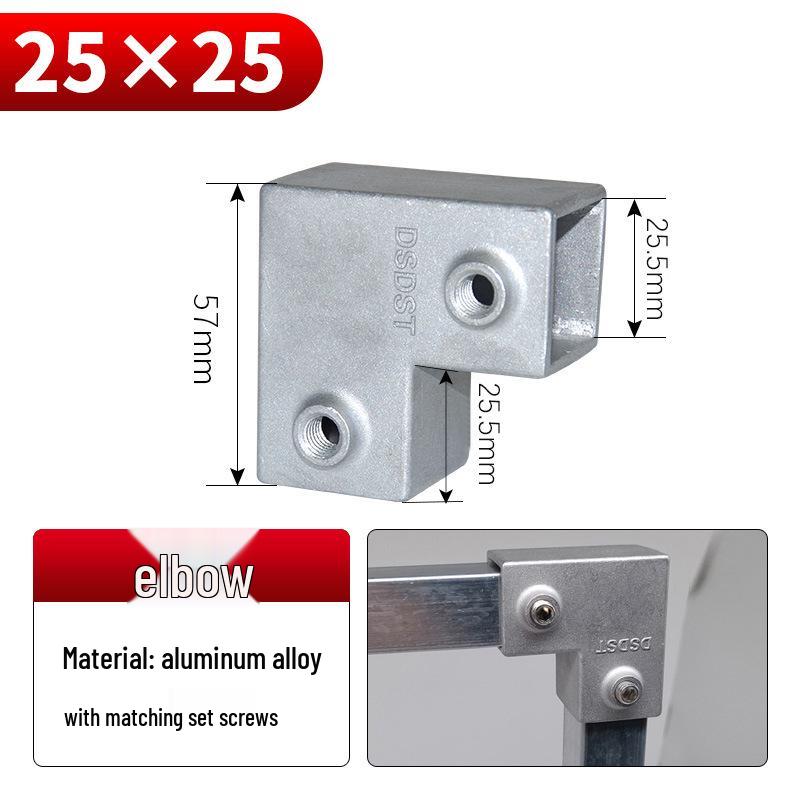 Galvanized Aluminum Alloy Square Tube Connector Fastener Joint, 20/25/30mm