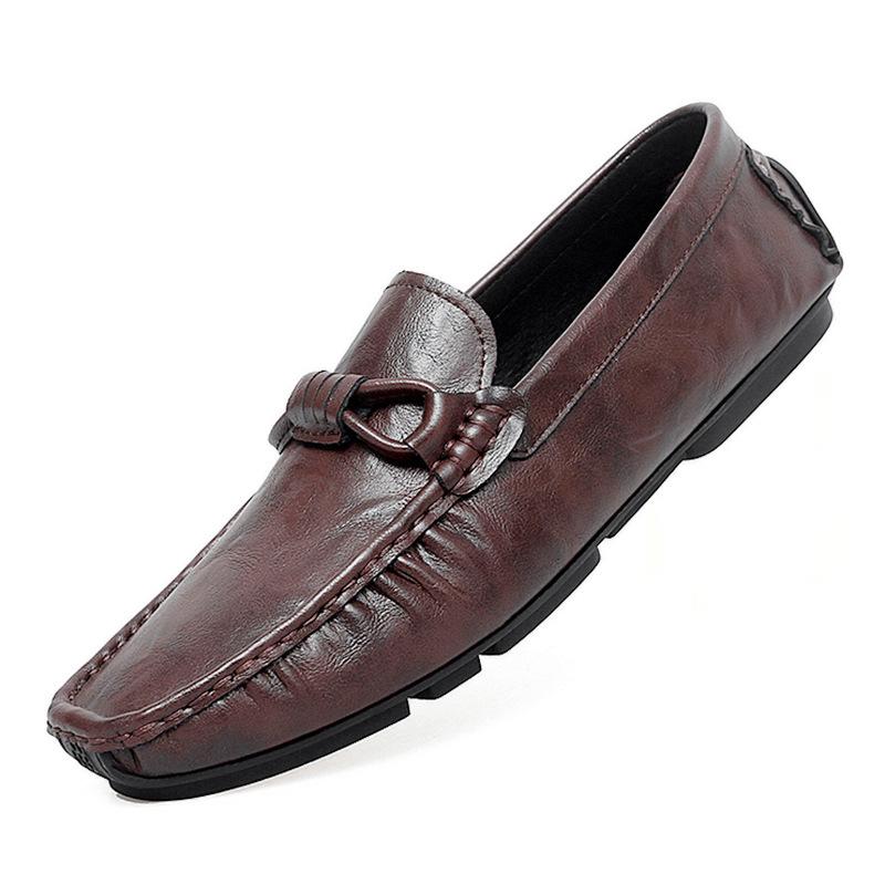 2025 Spring/Autumn Casual Leather Slip-on Loafers - Comfortable Soft Sole Driving Moccasins 38
