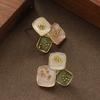 Mori Sweet Exquisite Pastoral Enamel Drip Glaze Smudged Geometric Stud Earrings Temperament Simple Advanced Sense Personalized Earrings