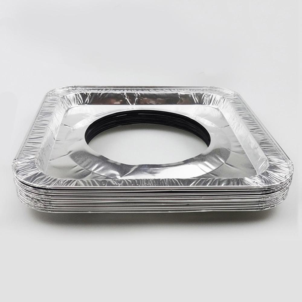 10 Adet Gazlı Ocak Matı Yağ Geçirmez Mat Alüminyum Folyo Isıya Dayanıklı Temizleme Pedi Gaz Ocağı Koruyucuları Kolay Takılır Kalın Ocak Matı