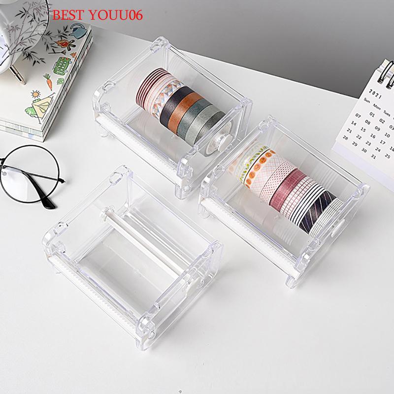 (YOUU06)Tape Cutter Handmade DIY Split Tape Tool Transparent Tape Holder Tape Dispenser School Supply Office Stationery for Stud