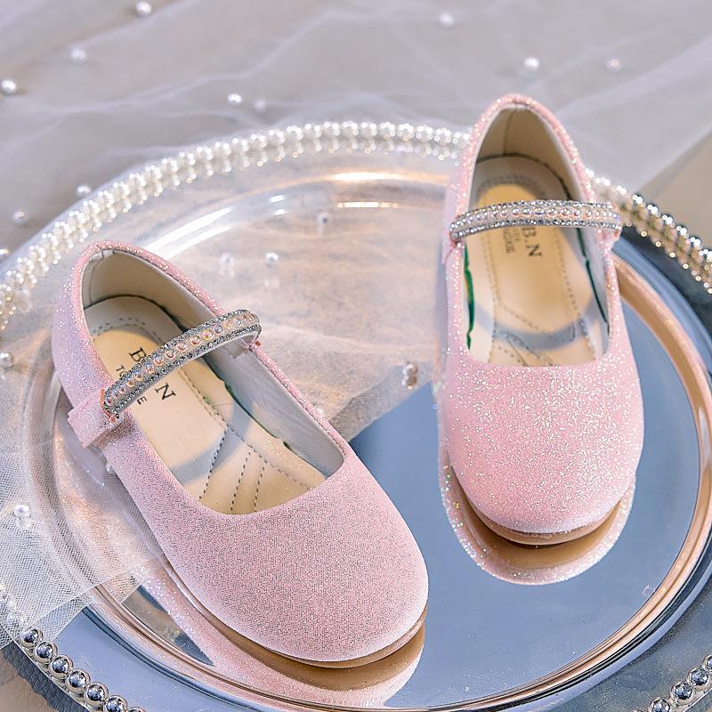 Блестящие кожаные туфли-принцессы для девочек - Мягкая подошва, Однотонные, Коллекция Весна/Осень 2025 28