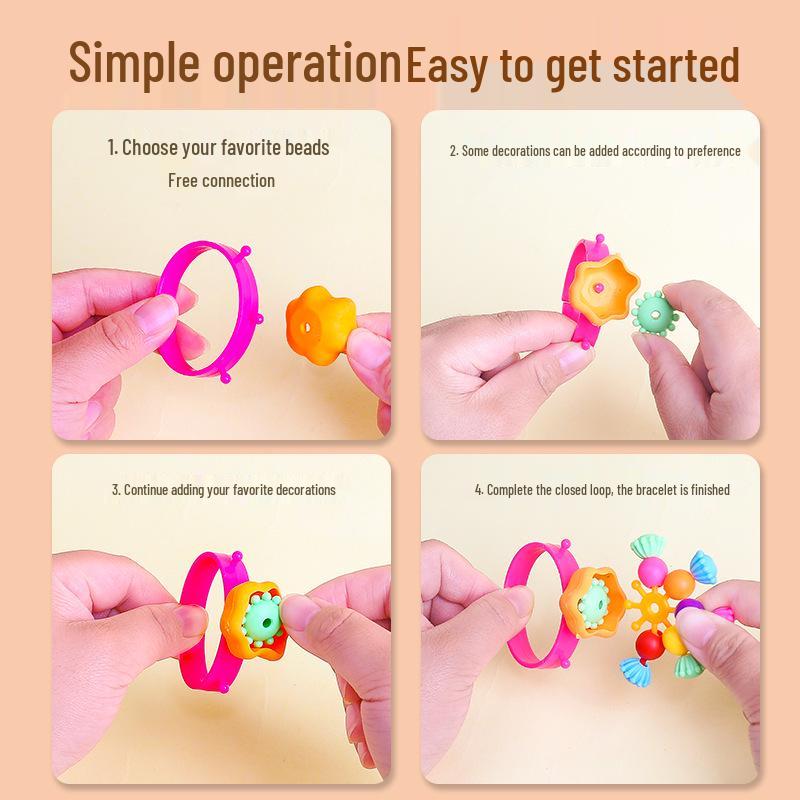 Children's DIY Beading Kit: Cordless Pop Beads for Necklaces & Bracelets