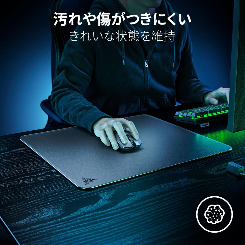Razer A glass gaming mousepad that allows for smooth mouse operation without Features a premium tempered glass for optimal optical sensor rounded and