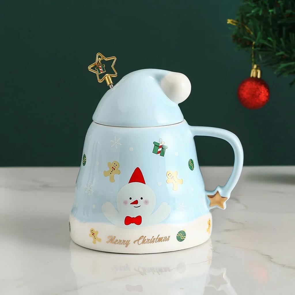 450 ml Leuke Kerst Koffie Mok Met Lepel Keramische Astronaut Vorm Melk Koffie Cup Festival Dárek Kerstman Thee Cup Nordic Mok