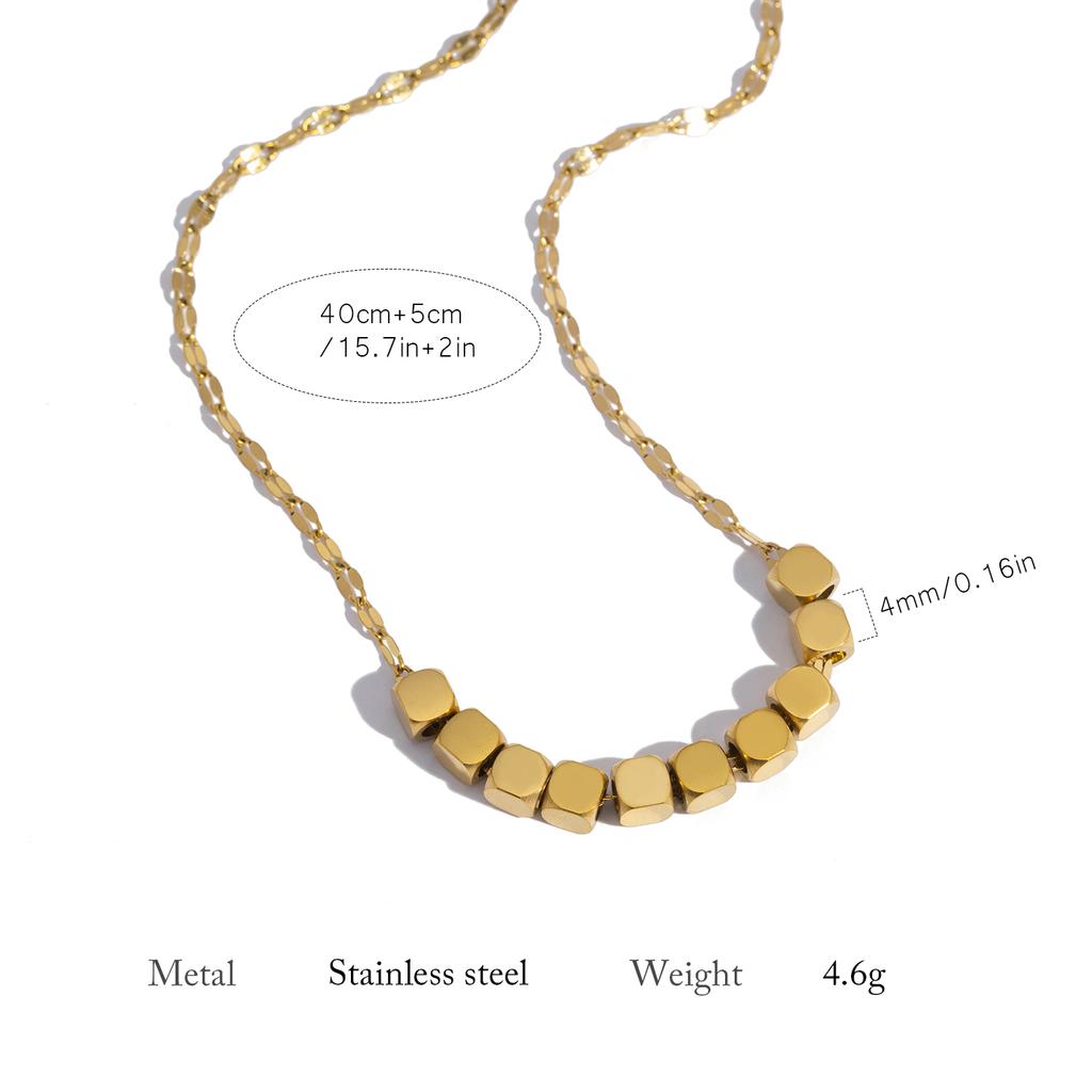 18K Gold Plated Stainless Steel Cube Pendant Necklace for Women Polished Geometric Hypoallergenic Durable Jewelry Gift