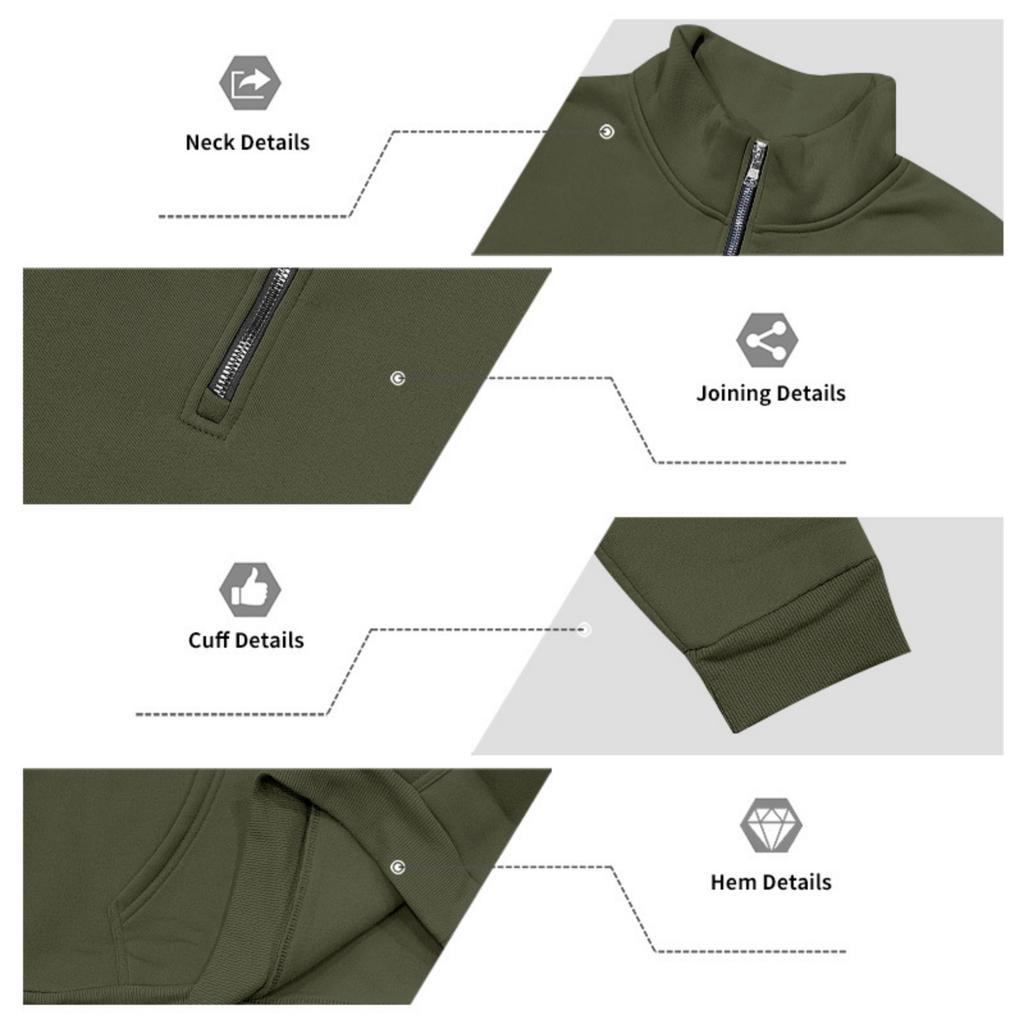 Men's Casual Half-Zip Sweatshirt with Stand Collar, Relaxed Fit