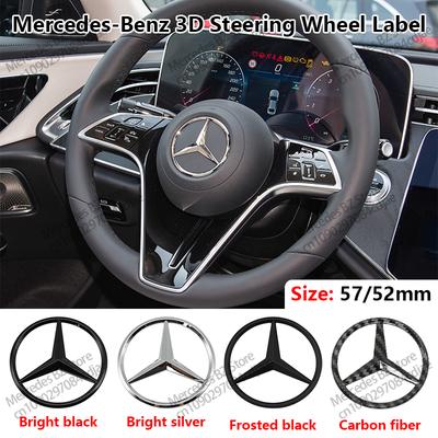 1pcs 52mm 57mm Car Steering Wheel Logo Sticker Emblem For Mercedes Benz AMG W176 W202 W204 W205 W210 W211 CLA CLK CLS GLA GLC