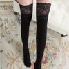 Autumn and Winter Women Lace Slim Thigh High Over The Knee Long Socks Cotton Warm Pure Color Stockings