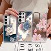 Romantic Rose Flower Pattern Case For Samsung S26 S25 Ultra S24 FE S23 Plus S22 S21 A15 A16 A17 A35 A36 A37 A54 A55 A56 A57 5G Plating Lens Soft Cover