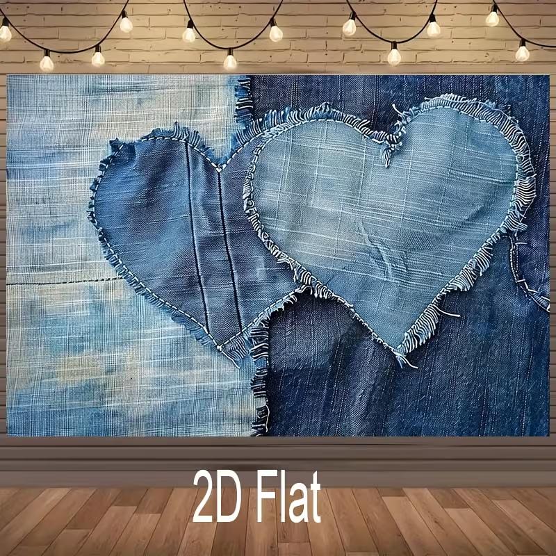 2D Jeans-Patchwork-Herz-Hintergrund für rustikale Motto-Partydekoration