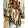 T-shirt da Donna Taglie Forti Scollo a V Maniche a Pipistrello Stampa Etnica Boemia Top Largo Estivo Comodo Traspirante Quotidiano Casual Stile Modellante