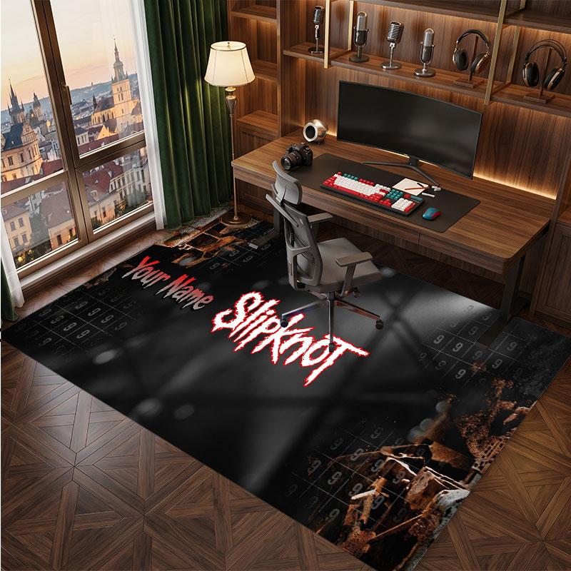 Slipknot Personalized Crystal Velvet Carpet, Customized Name Text Soft Anti‑Slip Rug for Living Room Bedroom