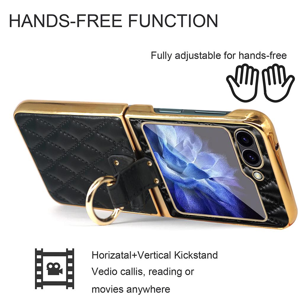 For Samsung Galaxy Z Flip7 FE 5G/Z Flip6 5G Case Rhombus Grid Phone Cover with Tempered Glass Film