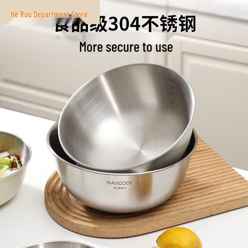 MAXCOOK 304 Stainless Steel Salad Bowl with Scale
