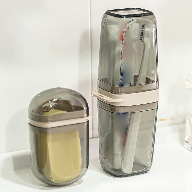 2Pcs/Set Portable Soap Holder Toothbrush Case Durable Plastic Travel Essentials Toiletry Set Easy-Clean Gym Bathroom Accessories