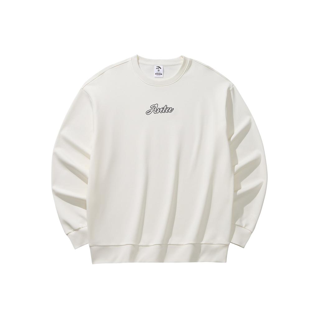 Anta Lifestyle Series Fashion Casual Loose Comfortable Campus Versatile Sports Pullover Top Casual Couple Sweatshirt Unisex Tops White 972618704-3