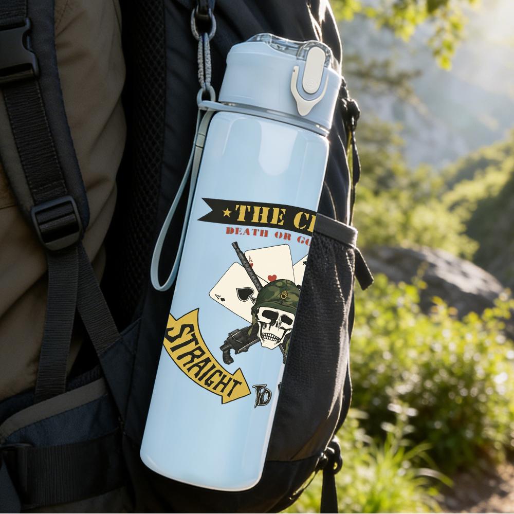 1PC Western Cowboy Hat Ornate Emblem Print 750ml Portable Sports Water Bottle Leakproof Gym Outdoor Travel Drink Cup