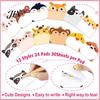 Paper Memo Pads 12Pcs/Set Cartoon Animal Self-Stick Note, 30 Sheets/Pad Self-adhesive Note Pad, Cat Pattern Notes Super Sticking Power Post