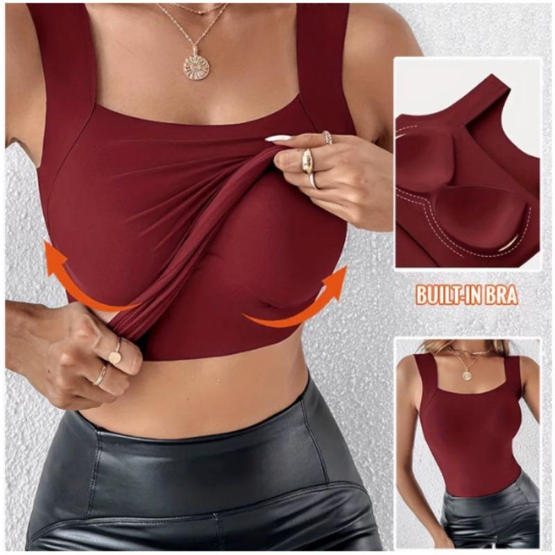 Sous-vêtement de base uni pour femme Gilet à col en U pour la maison