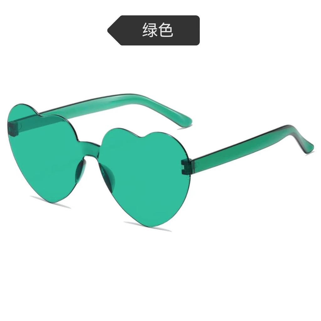 Peach Heart Sunglasses Love Glasses Trend Frameless One-Piece Marine Film Dazzling Color Sunglasses