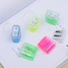 Pencil Sharpener Student Stationery with Container Colorful Double Hole Plastic Clear Pencil Sharpener for Children