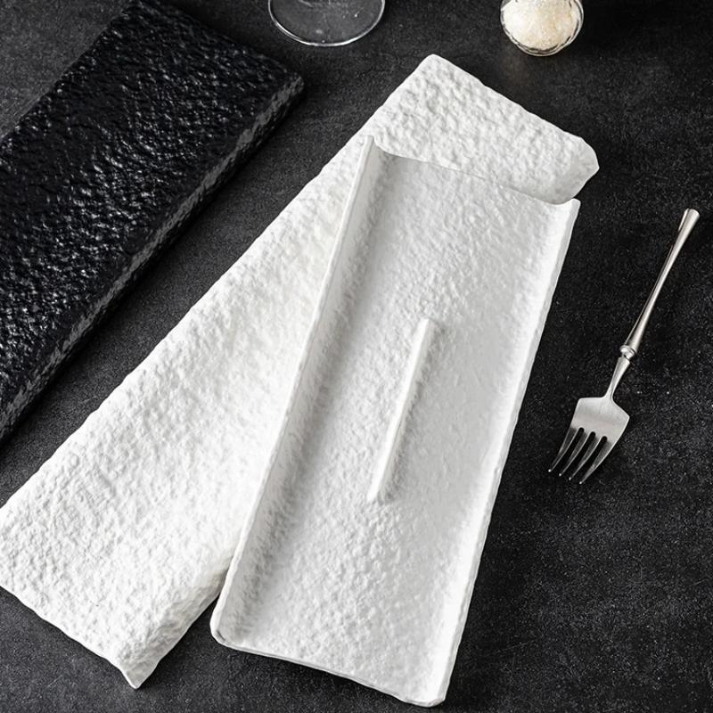 Farfurie Bandă Ceramică Alb Pur Creativă Farfurie Desert Sushi Farfurie de Serviciu Restaurant Gastronomie Moleculară Veselă Specială