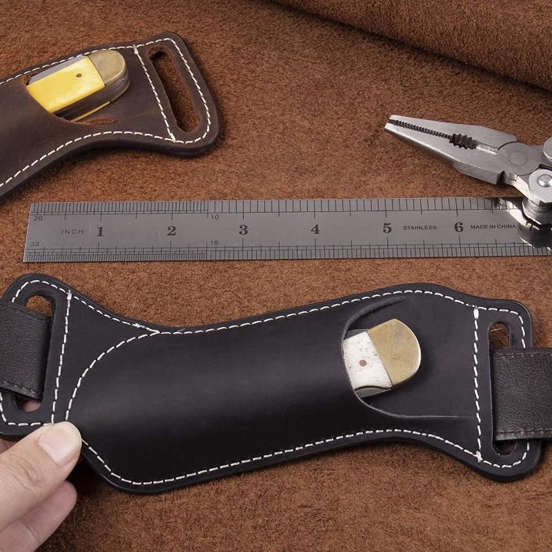 Funda de Cuero Plegable para Cinturones Funda para Cuchillo Bolsa para Guardar Cuchillos Estuche Protector Bolsa para Herramientas Múltiples