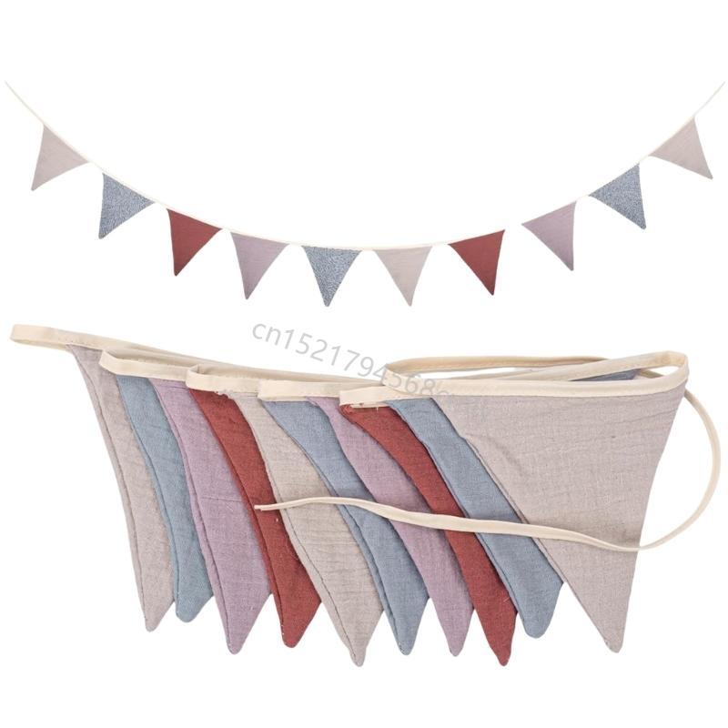 Decorative Cotton Bunting for Kids Bedroom Flags Garlands Nursery Wall Decors 6XDE