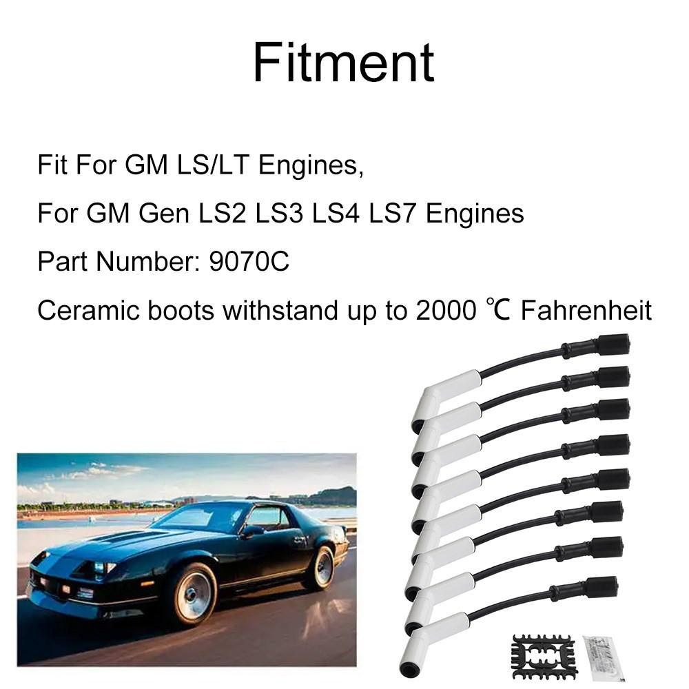 9070C 8Pcs Extreme Wire Set Silicone Spark Plug Wire Boot Kit For GM LS/LT Gen LS2 LS3 LS4 LS7 Engines Repairing Auto Parts