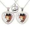 Anime Bungou Stray Dogs Glass Cabochon Glass Heart Pendant Double Sided Necklace Fan Gift Jewelry For Friends